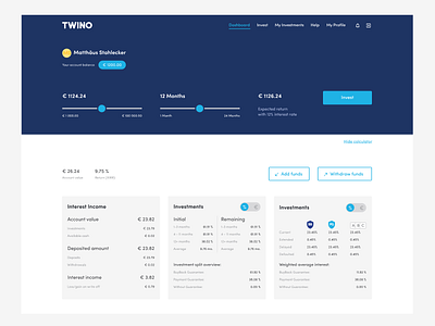 Dashboard Concept dashboard desktop fintech range slider toggle twino ui