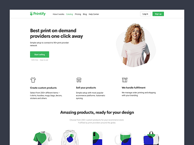 New Printify Website landing page layout main page pod print on demand printify re design redesign update website