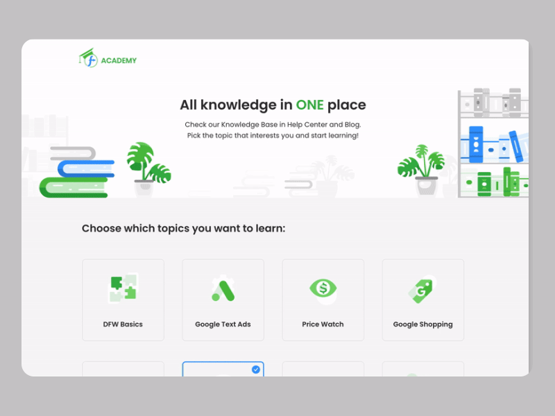 Knowledge Base Website after effects animated icons animation datafeedwatch ecommerce icons illustration ui web design