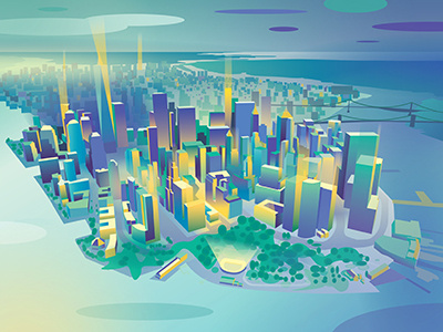 New York city gradients illustration illustrator manhattan newyork skyscrapers vector water waterfront