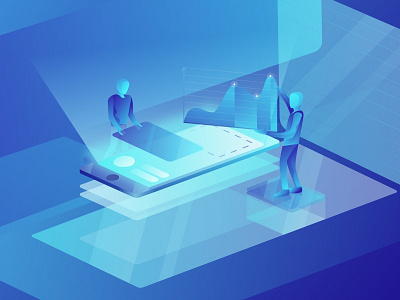 Analytic Illustration analytics app brand gradients illustration illustrator iphone isometric people phone simple sketch smartphone statistic ui uiux ux