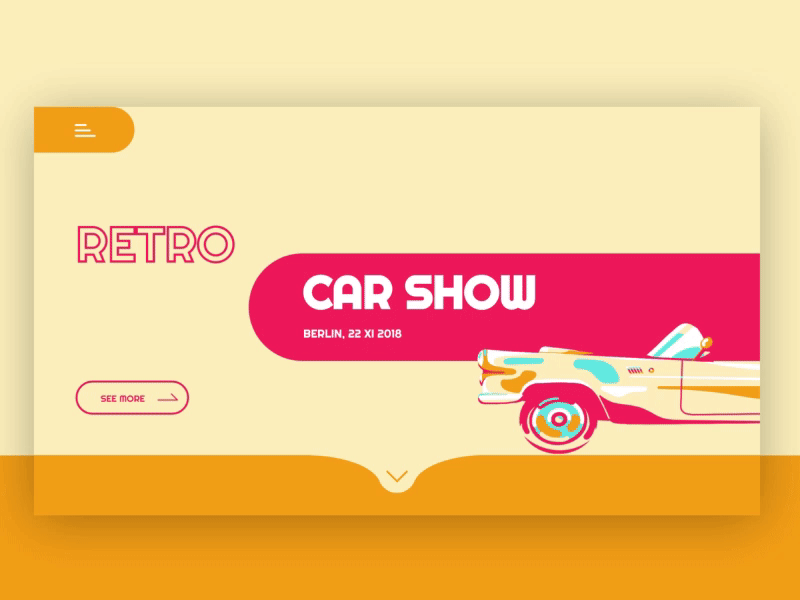 Retro Car show adobe adobexd aftereffets car interaction landing page ui uiux