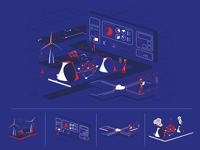 Research Lab Illustrations adobe digital illustration illustrator nuclear renewable energy research ui uiux vector