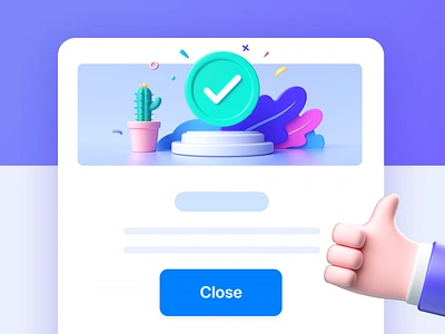 Pop-ups #03 3d appstore branding c4d cute done finger illustration popup success ui ux