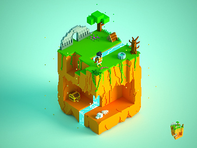 Magic island - 01 islands ，magicavoxel，cube minecraft voxel