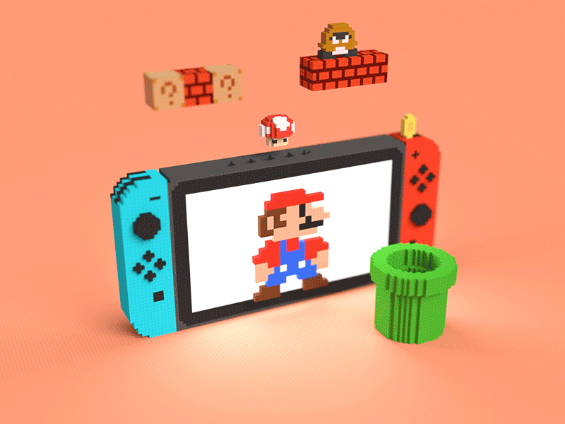 Super Mario magicavoxel mario nintendo switch voxel