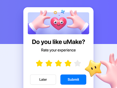 uMake_Pop-ups #01 3d 3d illustration appstore branding c4d cute finger heart illustration like popup star ui ux