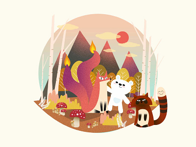 Mushroom Hunting design illustration vector