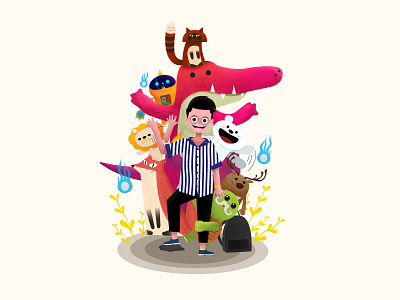 Greeting from Koba & Friends design illustration vector