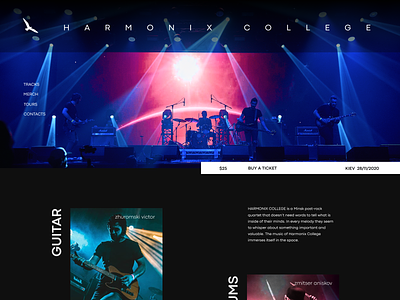 harmonix college. music band color concert grid group homepage landing landing page logo music music group photo promo promo site promosite typography ui uiux ux web website