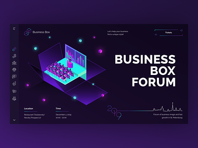 Business Box. Index page box business color conference design event forum icon illustration logo promo site ui ux vector web web design website