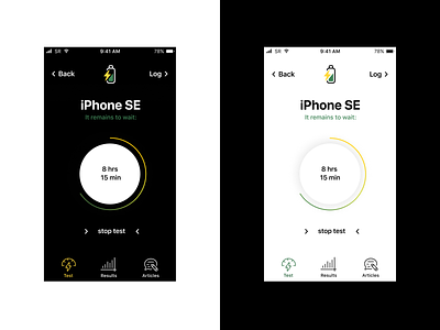 iOS Battery Analyzer analytics analyzer app application battery clean cleanapp color concept design icon interface ios menu minimal minimalism mobile productdesign ui ux