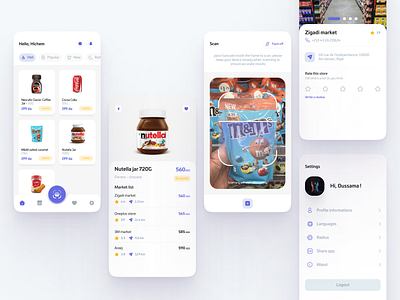 Essouma mobile app app food market minimal mobileapp price pricing scan scanner scannerapp store ui uiux ux