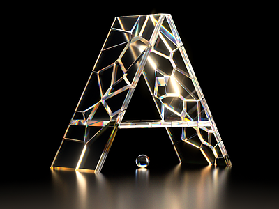 36daysoftype08 - A 3d 3d glass 3d graphic 3d text 3d typography graphic graphic design metallic shiny text static text typography