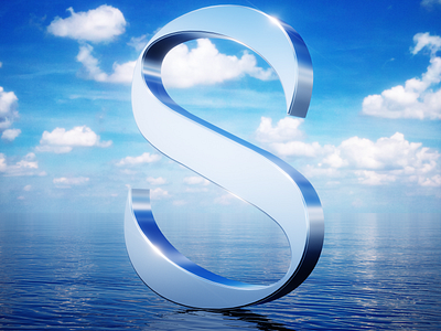 36daysoftype08 - S 36daysoftype 3d 3d graphic 3d graphic design 3d graphics 3d text 3d type 3d typography cinema 4d metallic motion graphics sea sky type