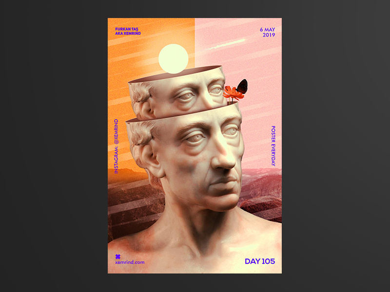 Xemrind Day 105 poster design print free psd type lettering illustration psd flat vector template minimal typography design graphic gradient poster a day poster graphic design daily poster a poster every day
