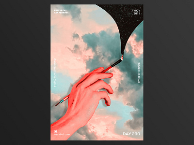 Xemrind Day 290 a poster every day cloud collage collage art daily poster design gradient graphic graphic design hand illustration minimal poster poster a day posters print print design red template typography