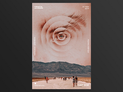 Xemrind Day 308 a poster every day book cover collage collage art daily poster design eye gradient graphic graphic design minimal mountain people poster poster a day print print design template typography watching