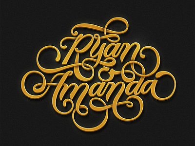 R + A branding calligraphy gold lettering logo script typography