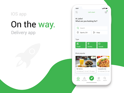 On the way. delivery app creative delivery app drinks food app goods interface design ios app mobile sketch app typography user experience user interface design