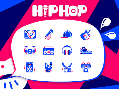 HIP HOP icons flat hip hop icon icons illustration line