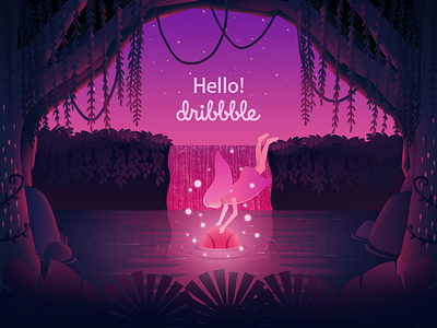 Hello Dribbble first forest illustration shot
