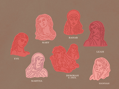 Women of the Bible bible christian hand drawn hand made illustrated illustration ipad line art minimal vector woman women