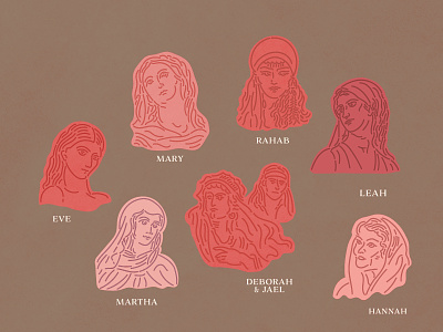 Women of the Bible bible christian hand drawn hand made illustrated illustration ipad line art minimal vector woman women