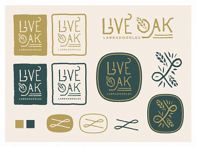 Live Oak Labradoodles branding identity labradoodles leaf live live oak logo minimal texture