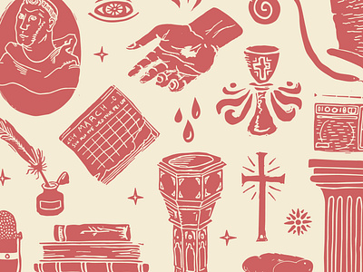 The Christian History Almanac christian church design hand drawn handdrawn illustration minimal podcast podcast art shapes texture theology vector