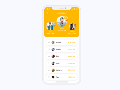 Daily UI #019 - Leaderboard concept daily 100 challenge daily019 dailychallenge dailyui ecommerce game game design game ranking gamedesign gameui ios iosapp leader leaderboard leadership rank ui uidesign win