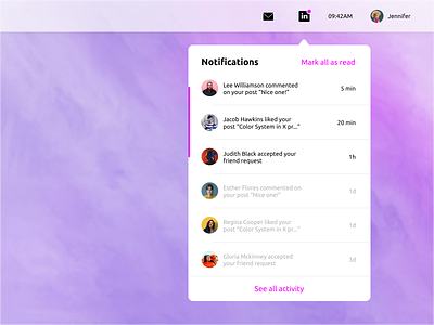 Daily UI #049 - Notifications concept daily 100 challenge dailychallenge dailyui design desktop ecommerce interface linkedin notification notification center notifications ui uidesign