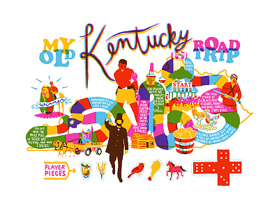 My Old Kentucky Roadtrip illustration printmaking screenprint