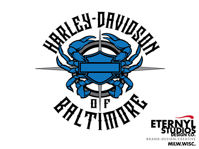 H-D Baltimore Crab Logo Art apparel apparel graphics branding illustration logo typography vector