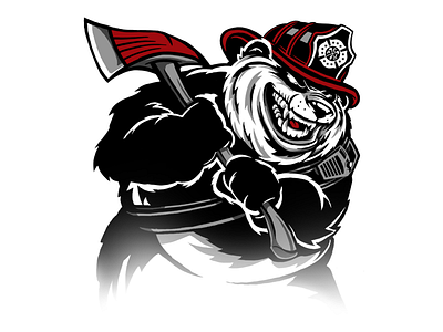 Firefighter Panda Logo Art