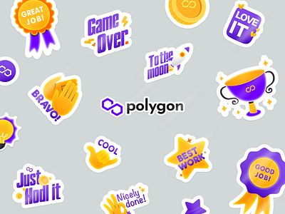 Polygon Sticker for Telegram branding character crypto design illustration matic polygon sticker telegram vector
