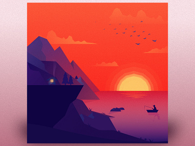 Mountain Sundown illustration affinity beach designer illustration landscape mountains sun sundown view