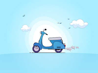 Scooter blue cloud minimal scooter sky