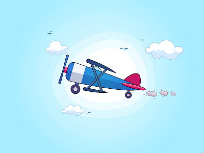 Airplane airplane birds blue cloud illustration minimal playoff rebound sky