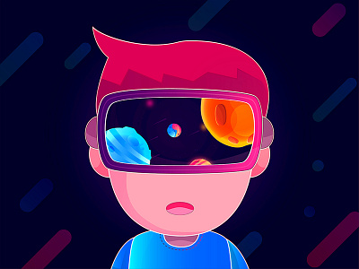 Virtual Reality Game Illustration boy character future space game graphic illustration reality space virtual vr world