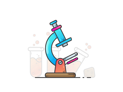 Microscope blue chemicals chemistry gradient icon illustration microscope object potion tube vector