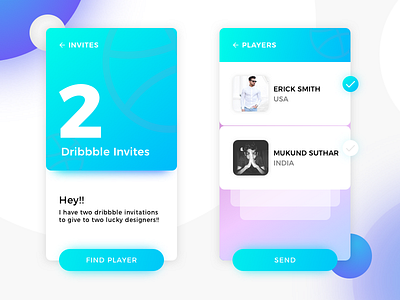 Two Dribbble Invites design dribbble flat illustration invitation invite lettering typography uidesign uiux vector