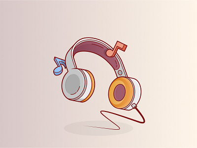 Headphone beat dribbble flat headphone icon illustration illustrator lineart minimal music vector