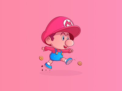 Baby Mario art baby cartoon character coin illustration mario nintendo print star super toadette