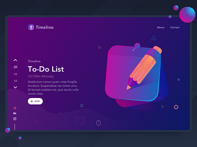 Timelino Landing Page app card dark dribbble gradient illustration invite mockup timeline ui ux web