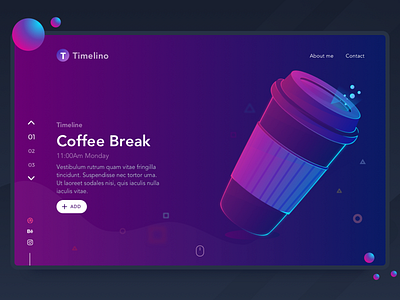 Timelino Landing Page #2 app card dark dribbble gradient illustration invite mockup timeline ui ux web