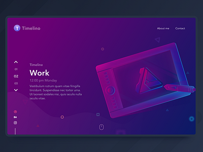 Timelino Landing Page #3 app card dark dribbble gradient illustration invite mockup timeline ui ux web