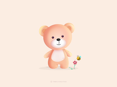 Baby Bear affinitydesigner baby bear bee cartoon character design flower logo gradient illustration vector