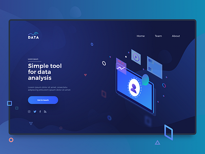 Data Landing Page app dark design dribbble flat gradient illustration landing page minimal ui uidesign uiux design ux vector visual web