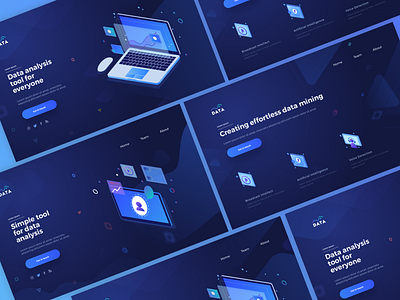 Data Landing Page dark dashboard design dribbble flat design gradient illustration isometric icons isometric illustration landing landing page ui uidesign uiux